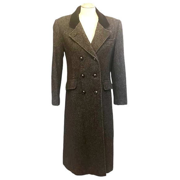 Styled by Karen Jackets & Blazers - Styled By Karen Tailored Wool Herringbone Tweed Winter Midi Coat in Grey